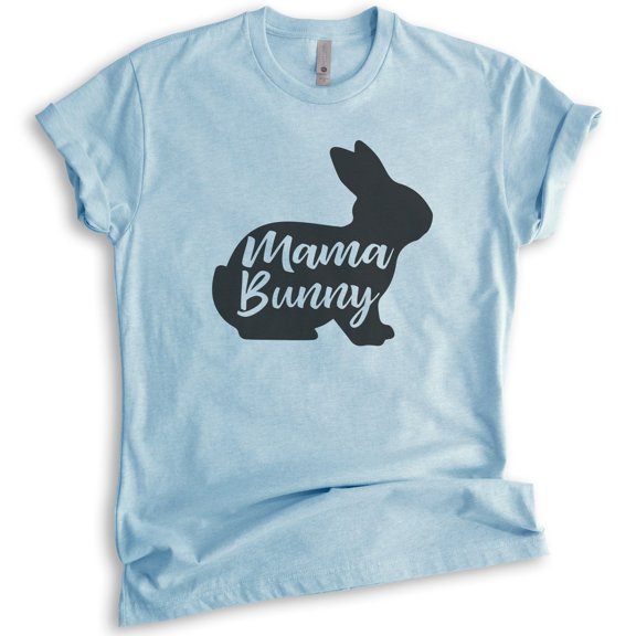 Mama Bunny Shirt, Unisex Women's Shirt, Easter Shirt, Rabbit Shirt, Heather Light Blue, X-Small