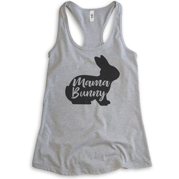 Mama Bunny Tank Top, Ladies Racerback Tank Top, Easter Tank, Rabbit Tank, Heather Gray, XX-Large