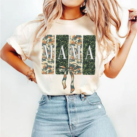 Mama Camo T-Shirt, Coquette Mama Shirt, Varsity Style Mama Tee, Duck Camo Mom Shirt, Retro Mama Shirt, Mother’s Day Gift
