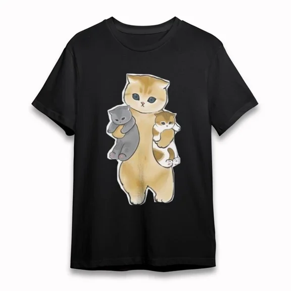 Mama Cat Holding Grey And Tabby Kittens Tee