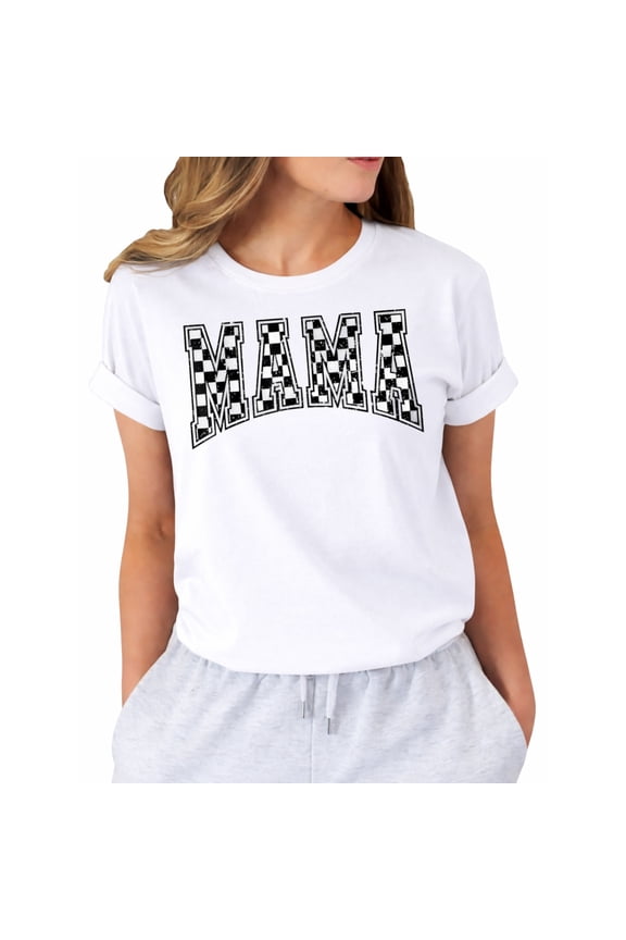 Mama Checkered Mommy Funny Happy Mother's Day Mom Life Retro Womens T-Shirt