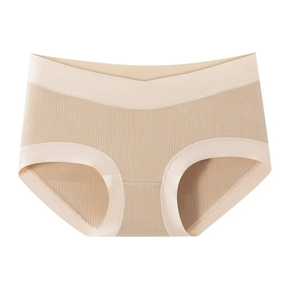 Mama Cotton Women's Under The Bump Maternity Panties Pregnancy Postpartum Maternity Underwear Khaki XXXL