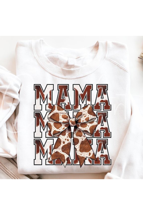 Mama Cow Print T-Shirt, Rustic Western Cowhide Design, Farmhouse Mom Graphic Tee