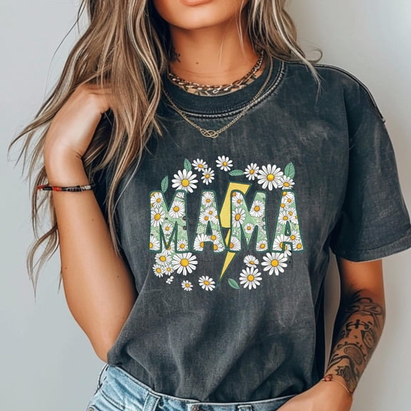 Mama Daisy Flower Shirt, Boho Mama Graphic Tee, Floral Mama T-Shirt, Cute Mama Gift Shirt, Mother'S Day Daisy Vintage Flower Mama Alc2377