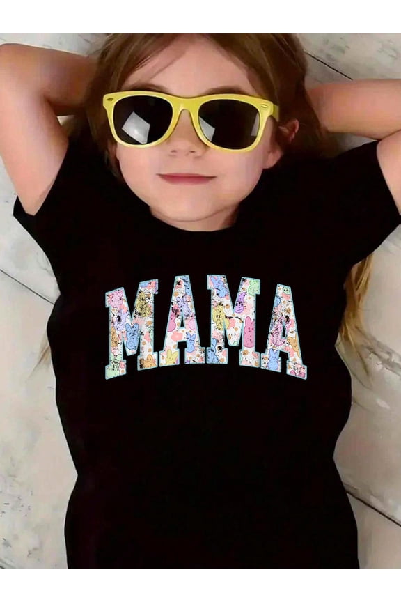 Mama Easter Retro Varsity Big Letters Colorful Cute Kids T-Shirt Graphic T-shirts for boys and girls