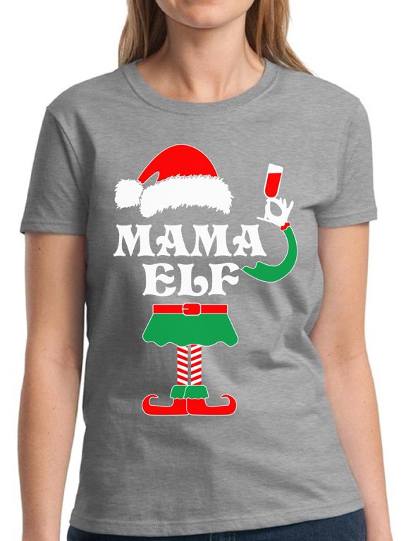 Mama Elf Family Christmas Women T-shirt Ladies Shirt - S M L XL 2XL 3XL Xmas Graphic Tee - Christmas Holiday Gift Cotton T-Shirt for Hers