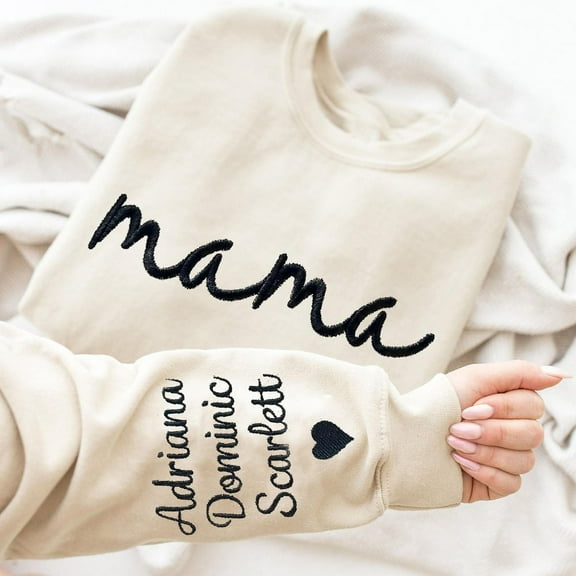 Mama Embroidered Sweatshirt with kids Names Mother's Day Gift Ideas