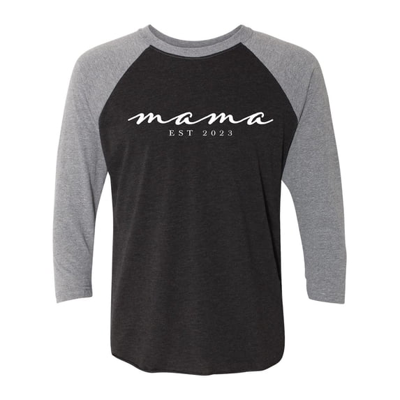 Mama Est 2023 Unisex 3/4 Sleeve Baseball Raglan Tee