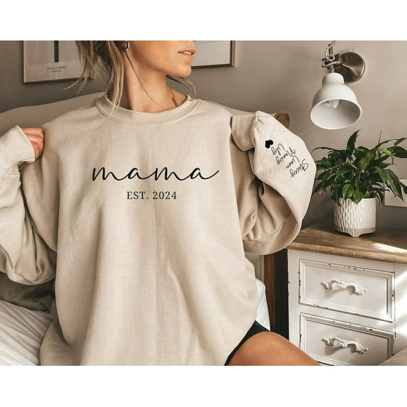Mama Est Sweatshirt, Custom Mama Est 2024 Sweatshirt, Custom Mom Sweatshirt, Mom Gift, New Mom Gift, Mama Sweatshirt, Gift for Mom