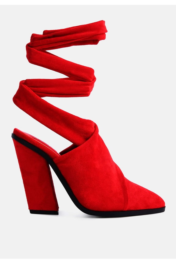 Mama Fav Lace Up Block Heel Mules