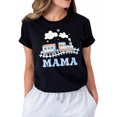 thumbnail image 1 of Mama First Birthday Train Railroad Family Matching Graphic T-Shirt for Women, Casual Short Sleeve Crew Neck Tee, 1 of 7