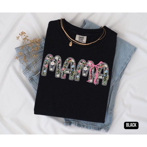 Mama Floral Lace For Moms Chinoiserie Bow Mom Minimalist Shirts T-Shirt