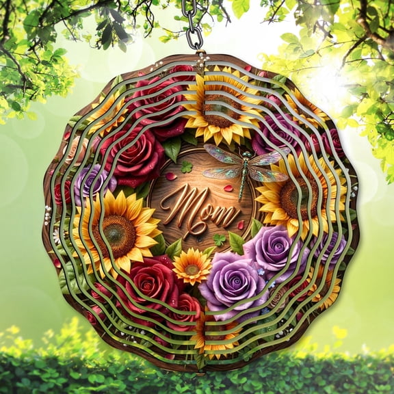 Mama Floral Wind Spinner 10 Inch, Mother's Day Outdoor Garden Decor