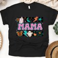 thumbnail image 1 of Mama Graphic T-Shirt | Cute Spooky Checkered Print Tee for Women, Black, Size 3XL, 1 of 6