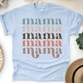 thumbnail image 1 of Retro Mama Text T-Shirt for Women | Leopard and Earth Tone Print Tee, Light Blue, Size L, 1 of 6