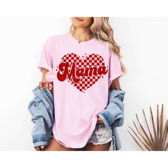 Mama Heart Shirt, Mothers Day Gift, New Mom Grandma Love Tee LIGHT PINK Unisex S-5XL Hot Trending Shirt, Vintage Birthday Gift