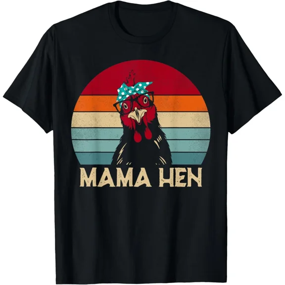 Mama Hen Chicken Mom Funny Farm Retro Graphic Unisex T-Shirt up to 5XL