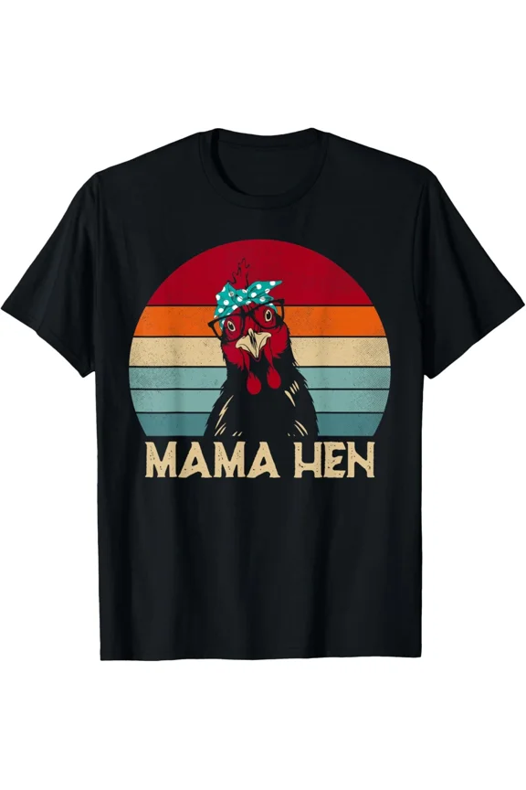 Mama Hen Chicken Mom Funny Farm Retro Graphic Unisex T-Shirt up to 5XL