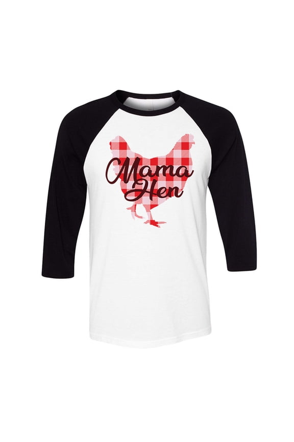 Mama Hen Three-Quarter Raglan Sleeve Baseball Shirt Unisex X-Large White/Black