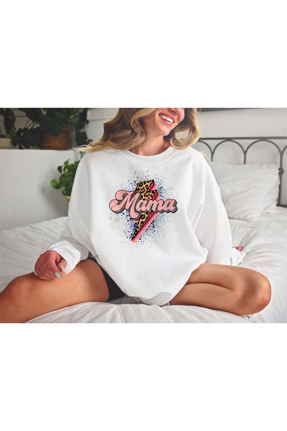 Mama Leopard Lightning Bolt Sweatshirt - Retro Style