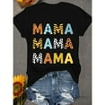 thumbnail image 1 of Mama Leopard T-Shirt Graphic Tee Animal Top Zebra Stripe Design Cotton Short Sleeve Casual Black S-5XL, 1 of 5