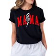 thumbnail image 1 of Mama Lightning Funny Checkered Mom Graphic T-Shirt for Women, Casual Short Sleeve Crew Neck Tee, 1 of 7