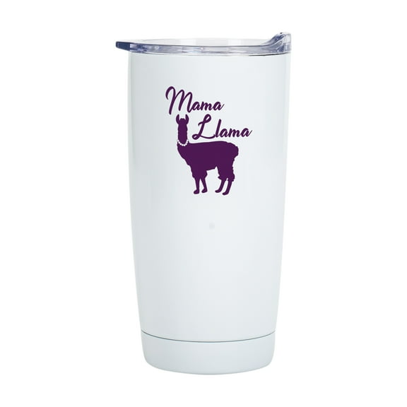 Mama Llama 20 Ounce Glossy White Stainless Steel Travel Tumbler Mug