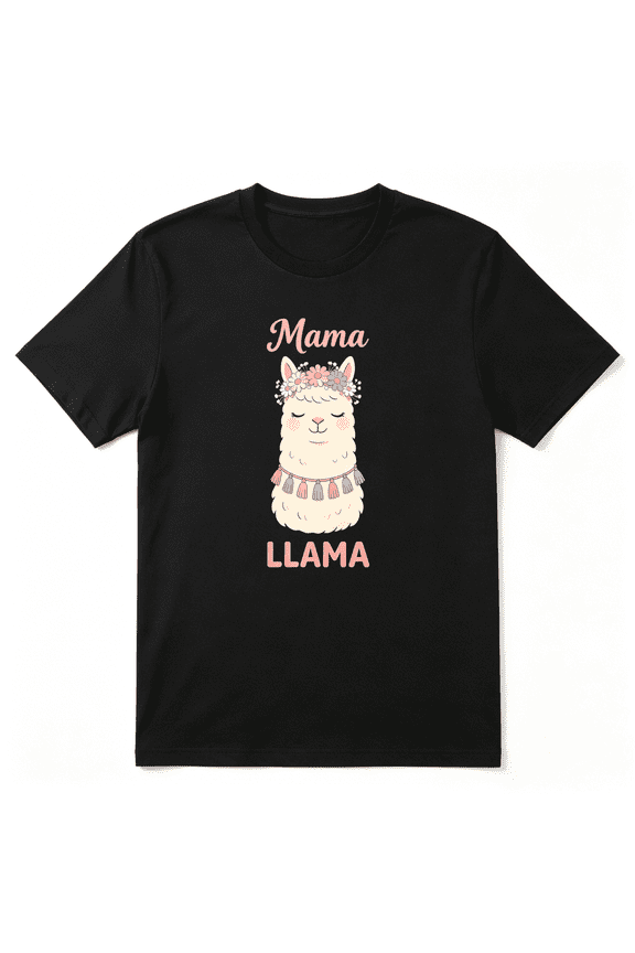 Mama Llama Floral Vintage Graphic Tee For Women, Llama Mom Hilarious Cotton Short Sleeves T-Shirt