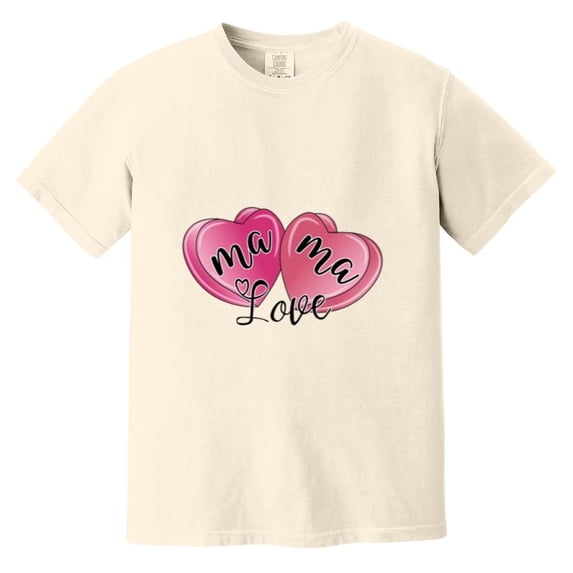 Mama Love Simple Heart Motherhood Affection Family Bond Mothers Day Cute Comfort Color T-Shirt, Unisex, up to size 4XL