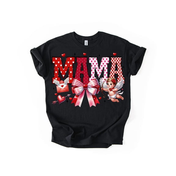 Mama Love T-Shirt, Heart Print Mom Tee