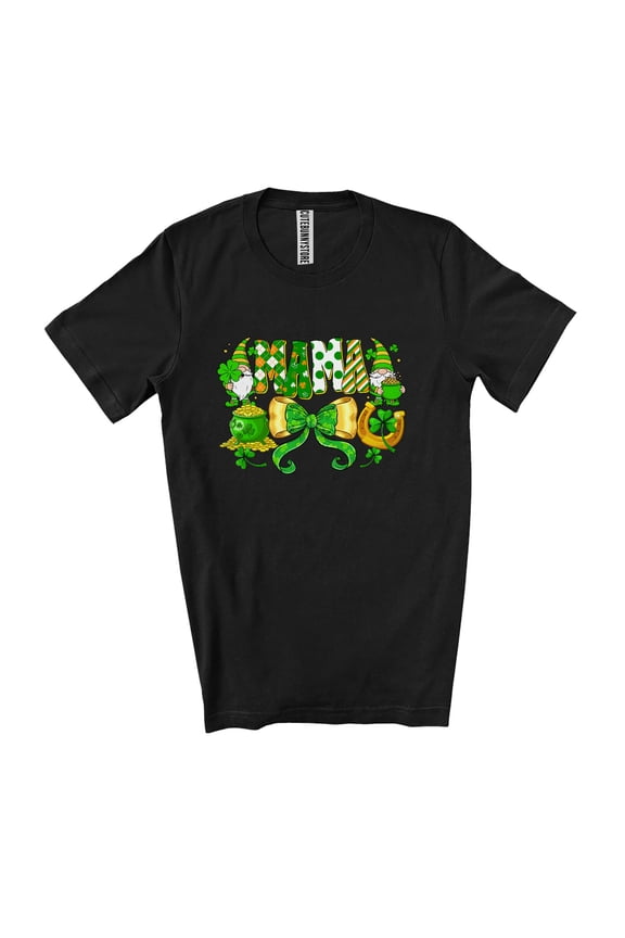 Mama; Lovely St. Patrick's Day Bow Tie Gnomes Shamrock; Irish Family Group Unisex T-Shirt