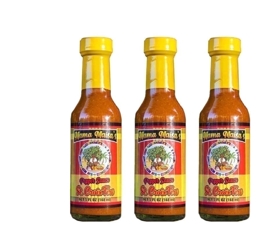 Mama Maisa’s St. Croix Fire Pepper Hot Sauce – Caribbean Scotch Bonnet Flavor Built for Serious Heat Lovers, 3 Pack, 15 fl oz