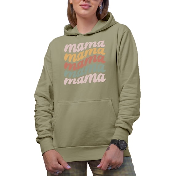 Mama, Mama, Mama, Groovy Retro Wavy Text Merch Gift, Sand Hooded Sweatshirt or Hoodie, XL