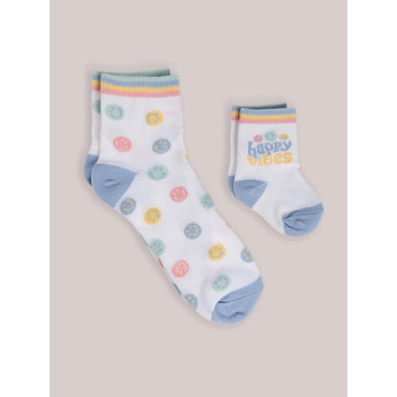 JuJuBe x Studio Oh! Mama & Me Matching Socks Set - Happy Baby Vibes