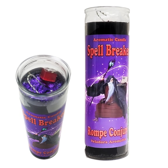 Mama Mojo 7 Day Prepared Candle Spell Breaker - Aromatic Rompe Conjuro Veladoro Aromatica Purple Glass Jar Candle