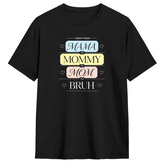 Mama Mommy Mom Bruh Vintage Graphic Tee for Women, Fun Mom Cotton Short Sleeves T-Shirt
