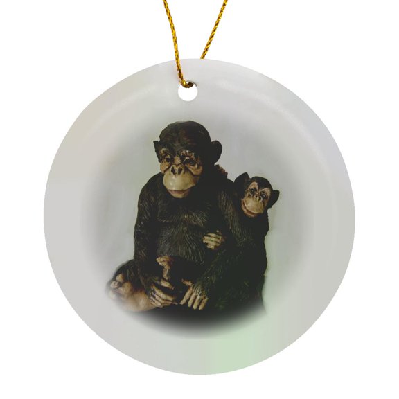 3drose, Mama Monkey, Circle Porcelain Ornament
