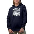 thumbnail image 1 of Mama, Mother, Mom, Mother's Day or Birthday, Navy Blue Hooded Sweatshirt or Hoodie, Small, 1 of 5