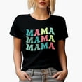 thumbnail image 1 of Mama, Mother Themed, Groovy Retro Wavy Text Merch Gift, Black T-Shirt, Large, 1 of 5