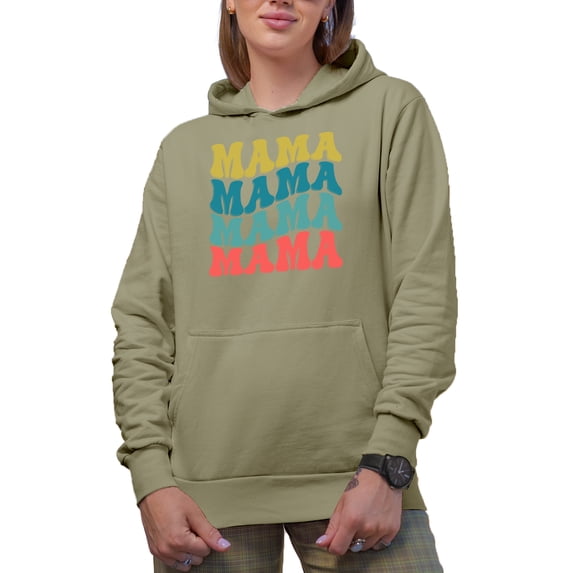 Mama, Mother's Day Themed, Groovy Retro Wavy Text Merch Gift, Sand Hooded Sweatshirt or Hoodie, 3XL