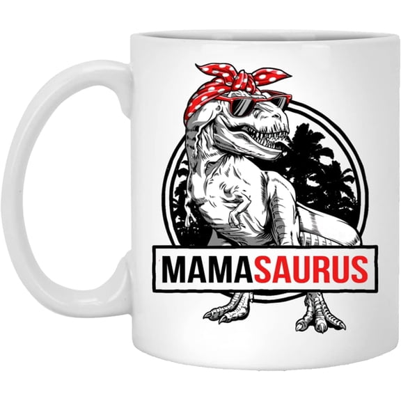Mama Mug - Mamasaurus T-Rex Dinosaur Funny Mama Saurus Family Matching Cup For Mother's Day/Father's Day - Family Coffee Mug 15oz