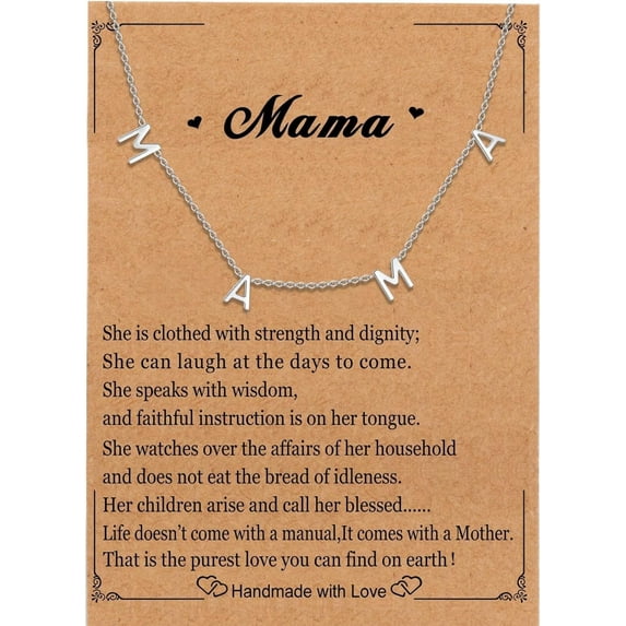 Mama Necklaces for Women with Message Card,18k Gold Filled Dainty mama Tiny Pandent Necklace, Meaningful Gifts for First Mothers Day