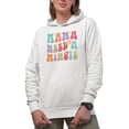 thumbnail image 1 of Mama Need a Minute, Groovy Retro Wavy Text Merch Gift, White Hooded Sweatshirt or Hoodie, Small, 1 of 5