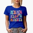 thumbnail image 1 of Mama Need a Minute with Cute Flowers, Mother Themed Quote, Groovy Retro Wavy Text Merch Gift, Royal Blue T-Shirt, Medium, 1 of 5