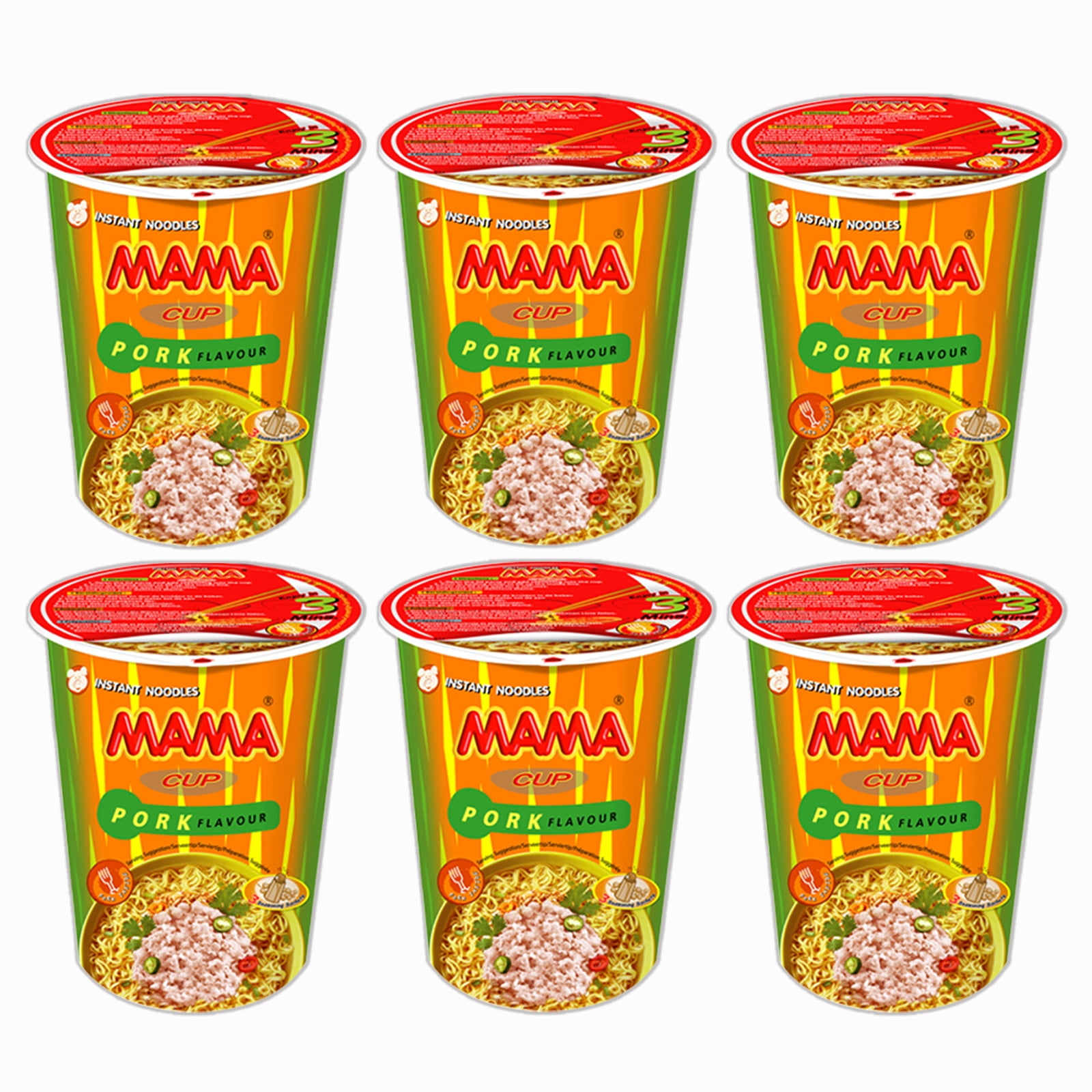 Mama Noodles Pork Flavor Instant Cup Of Noodles (6 Pack)