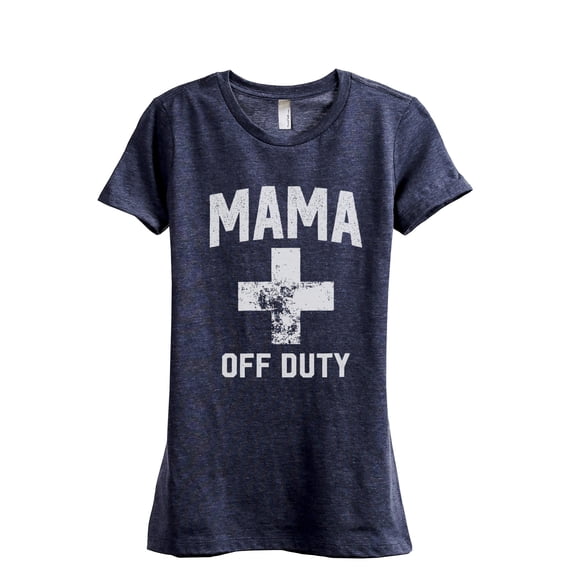 Mama Off Duty Women's Fashion Relaxed T-Shirt Tee Heather Navy Small