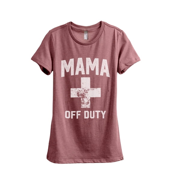 Mama Off Duty Women's Fashion Relaxed T-Shirt Tee Heather Rouge Large