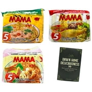 Mama Oriental Style Ramen Instant Noodle Soup Variety: Chicken, Shrimp, Pork (5-Pack) + MerlinsMart Zine