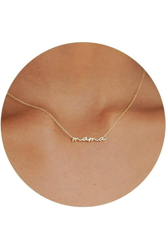 Mama Pendant Necklaces for Women - Dainty Small 14K Gold Plated Mom Necklace Non Tarnish Gift for Mom,New Mom Trendy Mother's Day Jewelry