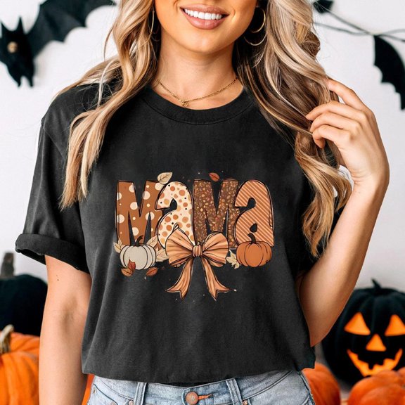 Mama Pumpkin T-Shirt – Fall Halloween Graphic Tee for Moms